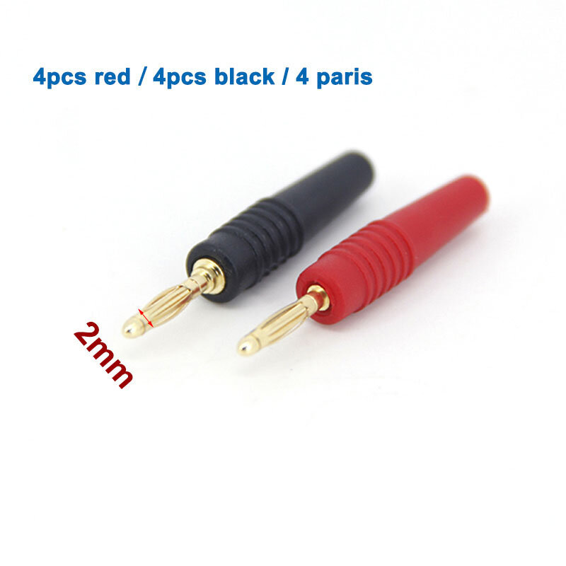 red black 2MM Banana Gold Plated Plugs Connectors mini Banana audio power socket Plug For Banana Socket cctv cable
