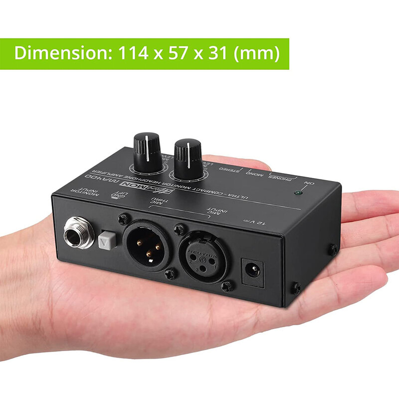 Ma400 Hoofdtelefoon Voorversterker 6.35Mm & 3.5Mm Hoofdtelefoon Monitor Microfoon Vergroten Mixer Geschikt Voor Spraak/Live Streaming