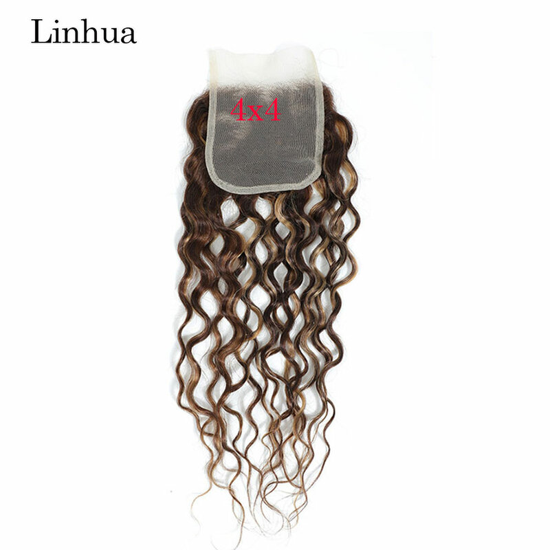 Llinhua-شعر بشري مموج أمامي من الدانتيل الشفاف ، لون أشقر عسلي بني أومبير ، تمييز ، 13 × 4 ، P4 ، 27 ، 4 × 4 ، 5 × 5 إغلاق دانتيل