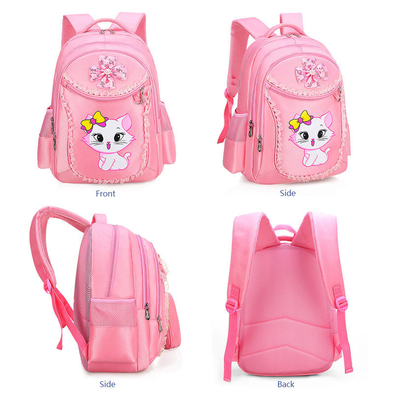 Sac à dos chat rose pour enfants, sacs d'école pour filles, sac à dos pour enfant de dessin animé, cartable d'impression Kitty, 3 pièces