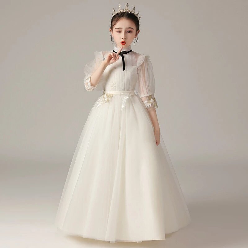 Официальное детское платье для молодых девушек, Элегантное Длинное детское платье на свадьбу, бальное платье для выпускного вечера, платье принцессы, одежда для малышей