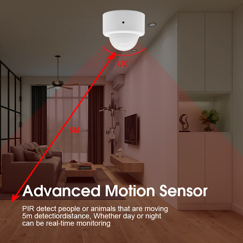 Tuya Zigbee PIR Motion Sensor Human Body Motion Detector with Brightness Luminance Sensor Smart Home Security Alarm Work Alexa