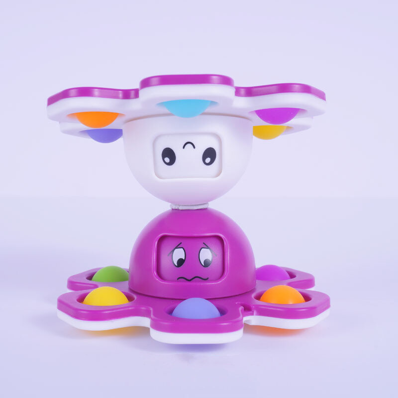 3IN1 Mainan Ini Tekan Kopeu Lipat Mainan Spinner Jari Anti Stres Tangan Ujung Jari Gyro Mendorong Gelembung Perubahan Wajah Mainan Sensorik