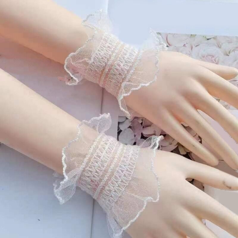 Removable Lace Fake Sleeves Woman Elastic Cuffs for Skirt Sweater Decorative