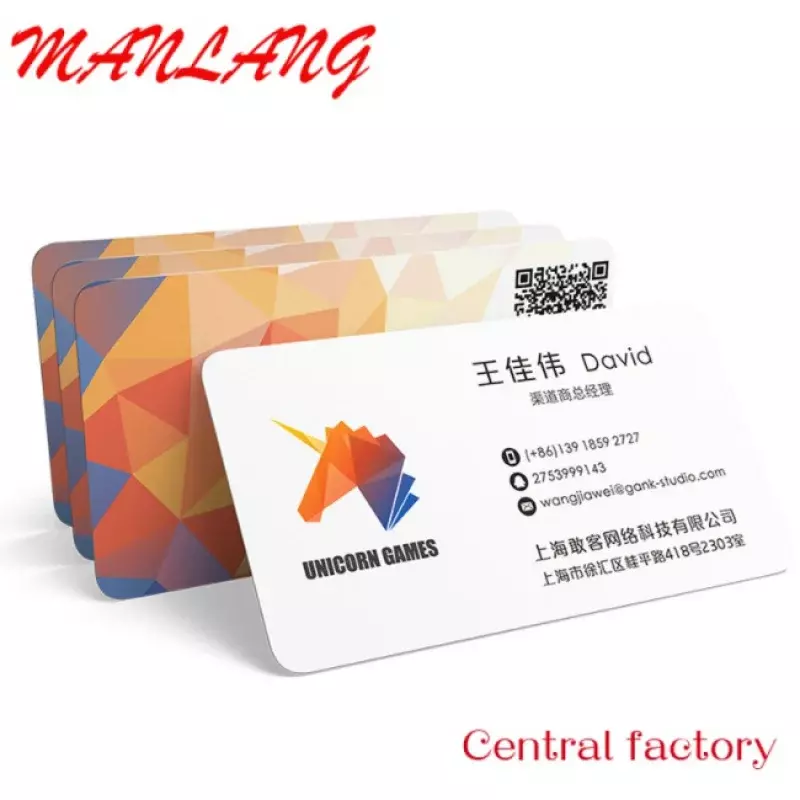 Drukowanie wizytówek niestandardowe dwustronne karty powlekane papier produkcji wysokiej jakości biznes powlekane kolor wodoodporny pcv CMY