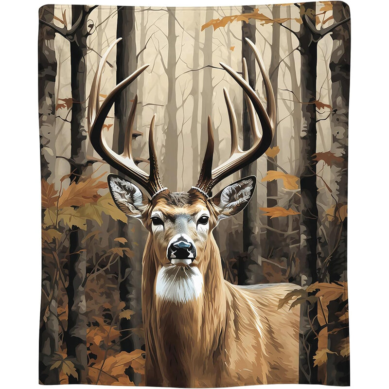 Deer blanket, deer gift for men, hunting gift for women, hunting gift for men and women, forest hunting camouflage deer blanket
