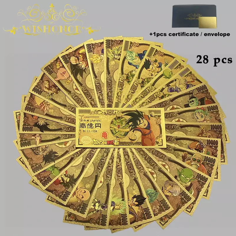 36 видов, японские аниме Мультяшные карты, Мультяшные Сейлор Мун, банкноты из аниме, покрытые 24-каратным золотом для коллекции