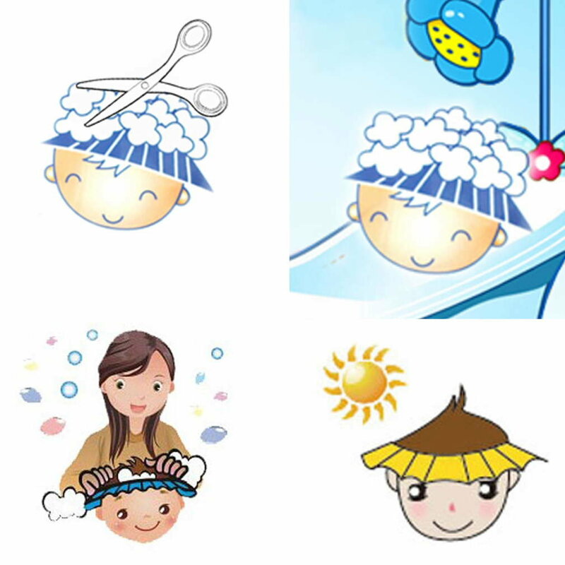Gorro de ducha ajustable para niños pequeños, gorro de lavado directo, visera para el cuidado del cabello