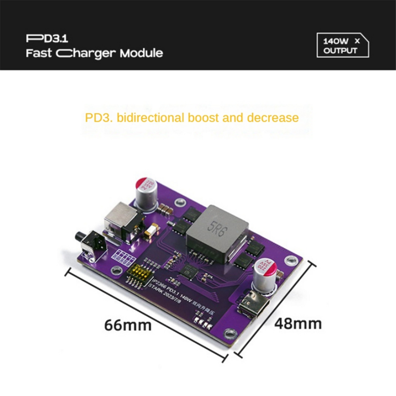 PD3.1 modul DIY Power Bank 140W, modul pengisian daya Cepat li-baterai Bidirectional Boost 2S/3S/4S/5S/6S dapat diganti IP2366