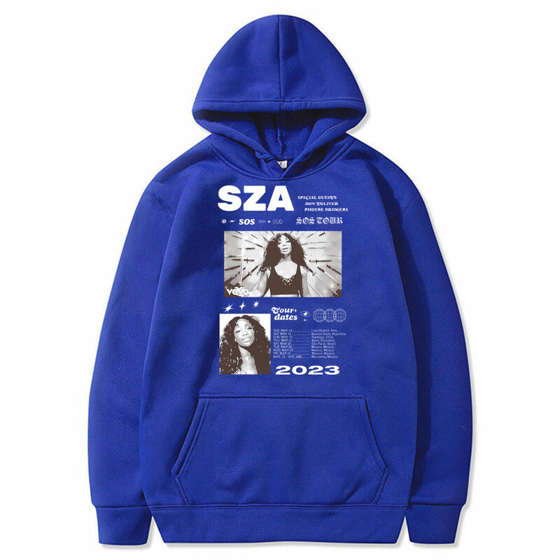 SZA Sos Tour Graphic Print felpa con cappuccio uomo donna Hip Hop felpa oversize moda maschile felpe Casual Vintage Rapper Streetwear