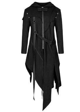 Vintage Halloween średniowieczny Steampunk Assassin elfy kostium pirata dorosłych mężczyzn czarny długie rozcięcie kurtka gotycka zbroja kurtki skórzane