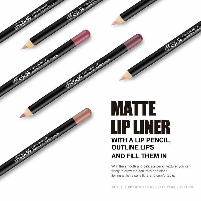 เครื่องสำอางยาวนานผู้หญิง Professional 12สีสารพัน Lip Liner ดินสอลิปสติก Eyeliner ปากกา Matte Lip Liner