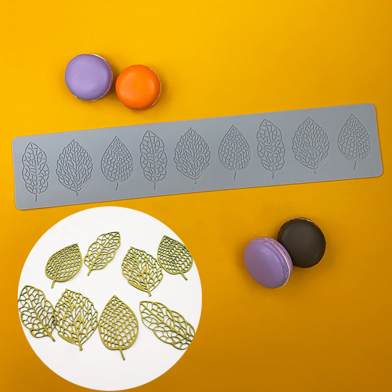1 szt. 12 wnękowych silikonowych foremek do kremówki w kształcie liści foremka do czekolady do dekoracji ciasto forma do pieczenia mata cukrowa