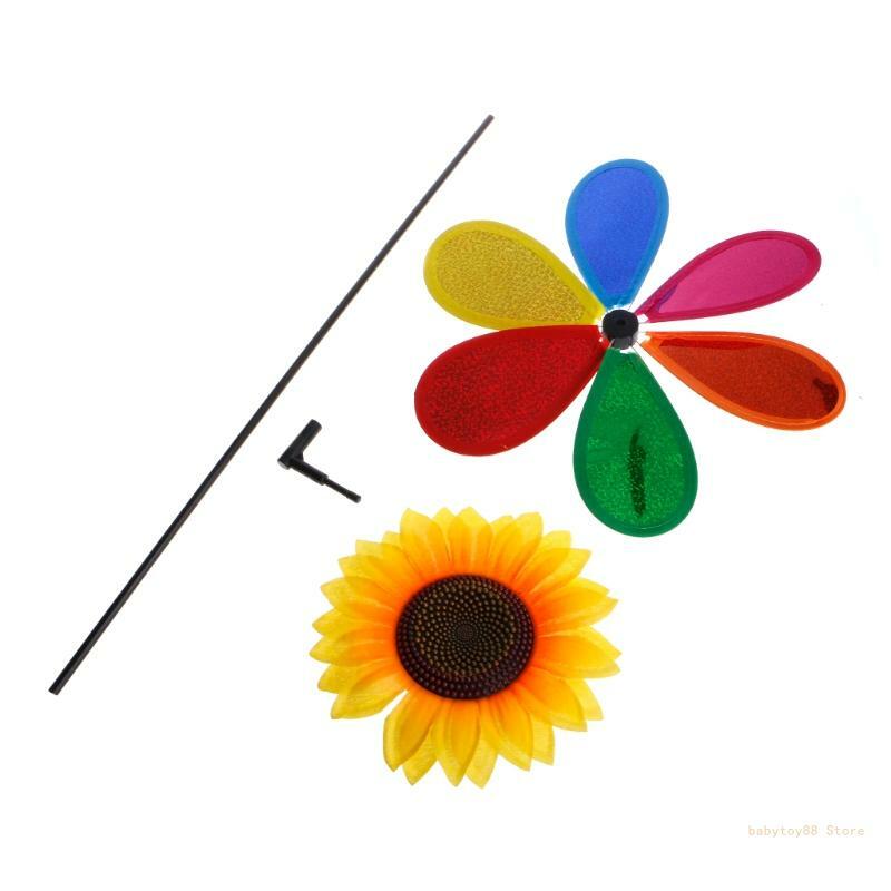 Y4UD kolorowe cekiny słonecznik wiatrak wiatraczek dekoracja ogrodu do domu