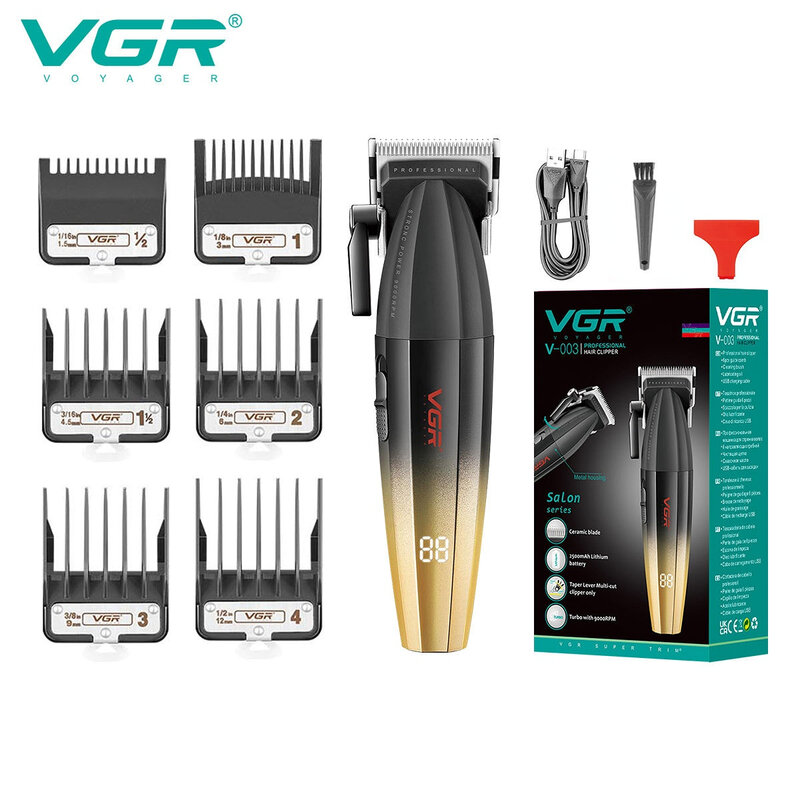 VGR مكينة حلاقة الشعر احترافي ماكينة تشذيب الشعر 9000 دورة في الدقيقة حلاق ماكينة قص الشعر عرض رقمي حلاقة شعر ماكينة قص للرجال V-003