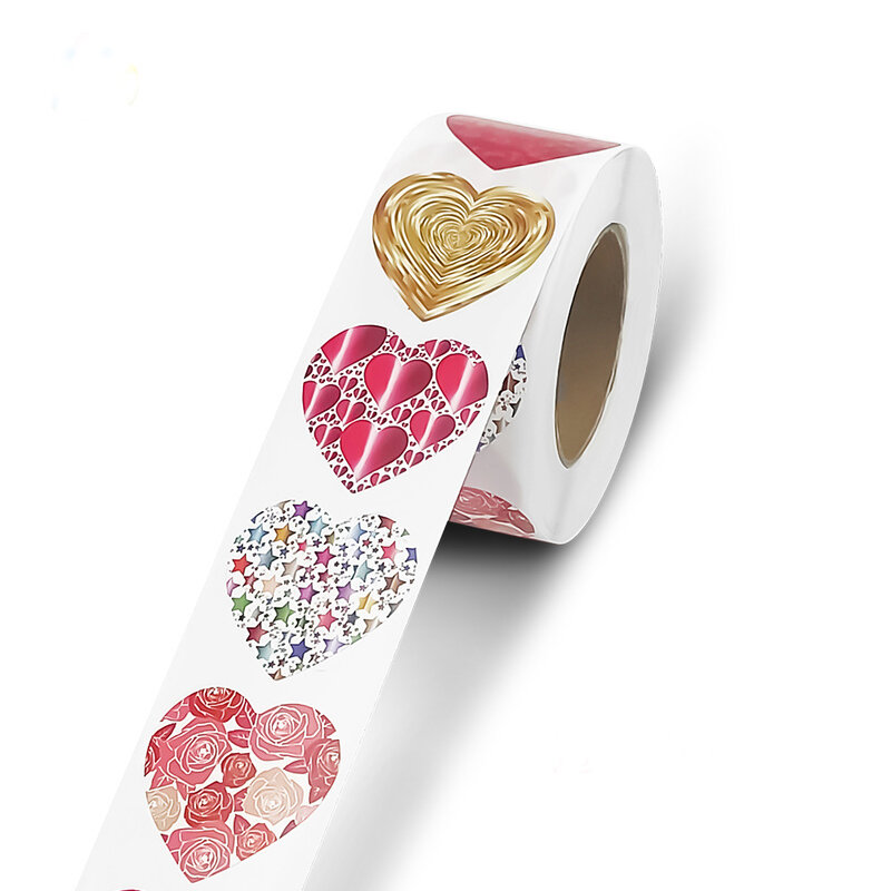 100-500 шт., цветные наклейки в виде сердца на День святого Валентина