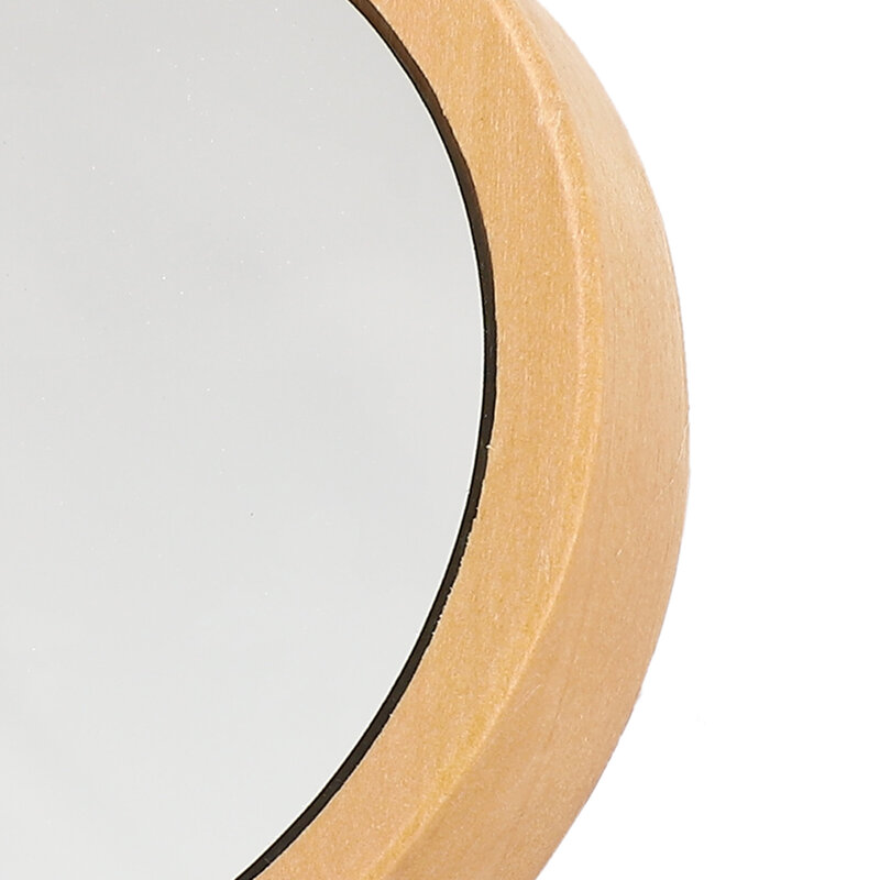 Handheld Wood Mirror Firm Clear Reflection Streamlined Grass Tree Portable Wood Mirror Round with  Edges for Cosmetic