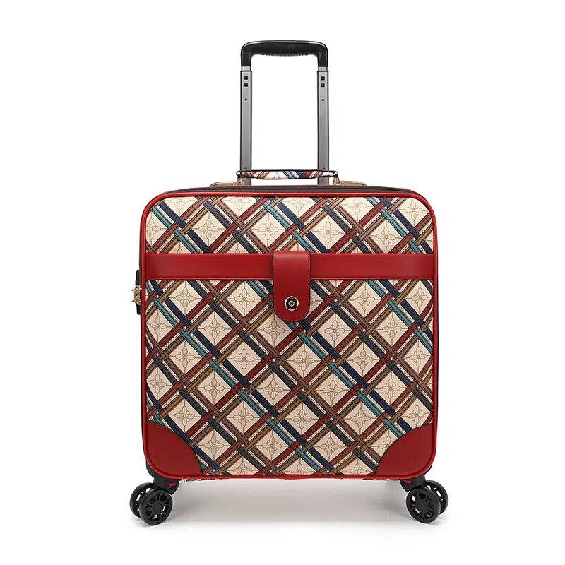 Caja de embarque de 18 pulgadas, maletín con ruedas universales de cuero, equipaje portátil, Maleta de alta calidad, bolsa de valija de negocios