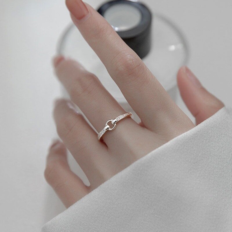 VIVILADY-anillo redondo de Plata de Ley 925 con personalidad geométrica para mujer, joyería fina a la moda, envío directo