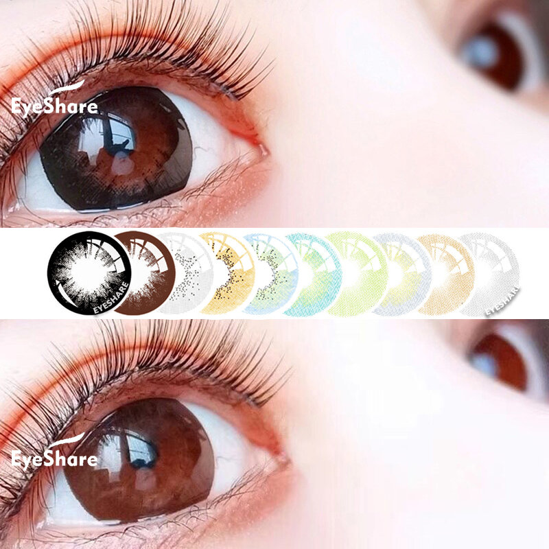 Lentes de contato da cor natural de eyeshare para os olhos 1 par aurora série cosméticos azul cinza colorido belos contatos para os olhos anualmente