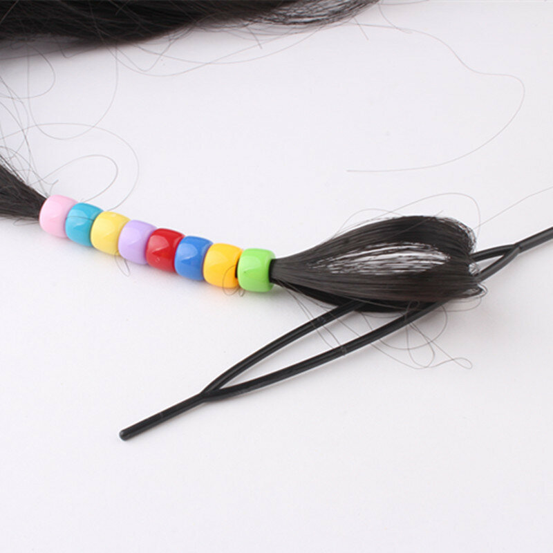 2 pçs ferramenta de pão de cabelo especial puxar agulha trança de cabelo portátil manual para uso das crianças com contas acessórios do bebê menina bandana