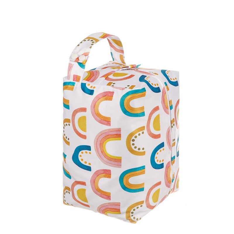 Happyflute-습식/건식 천 젖은 가방, 엄마 보관, 여행용 기저귀 가방, 아기 방수 및 패션 인쇄에 적합