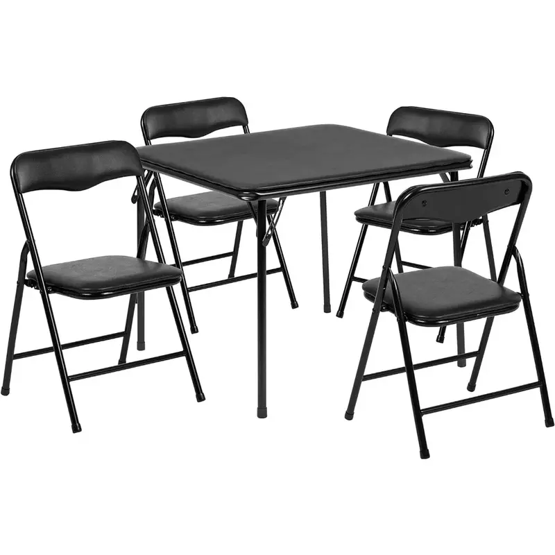Juego de mesa y sillas cuadradas plegables para niños, muebles para guardería y aulas, color negro, envío gratis, 5 piezas