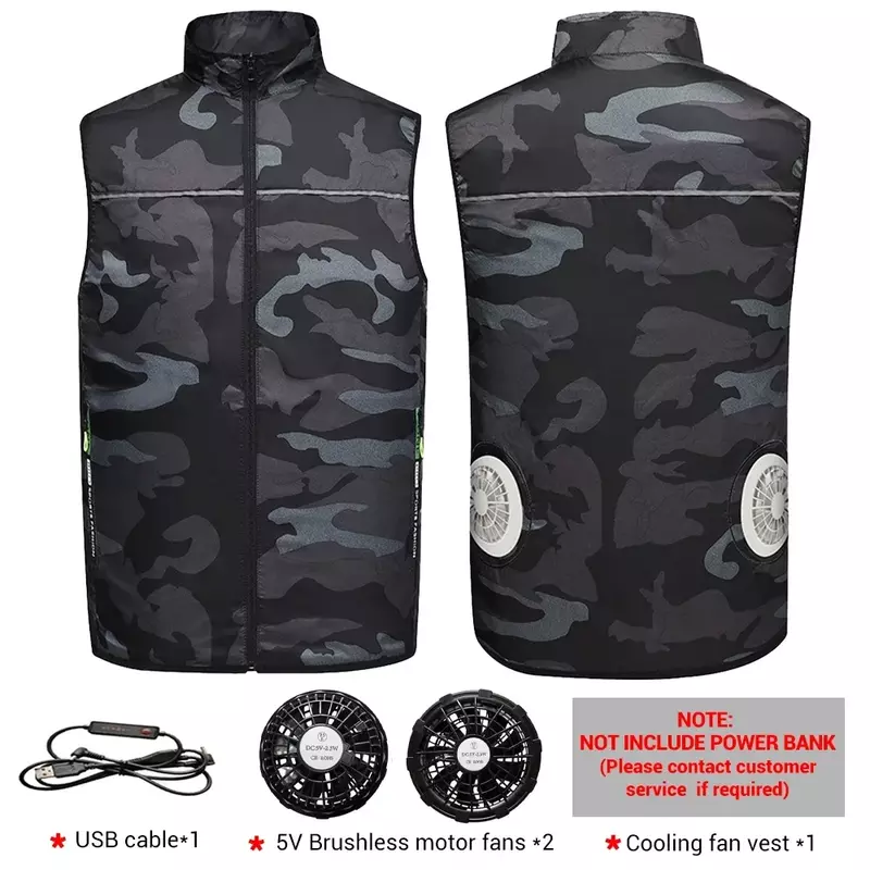 Men's Ice Vest Fan Air Conditioner Clothes Cool Vest Sport USB Rechargeable Cooling Vest Workers Summer Camping Fishing Overalls
