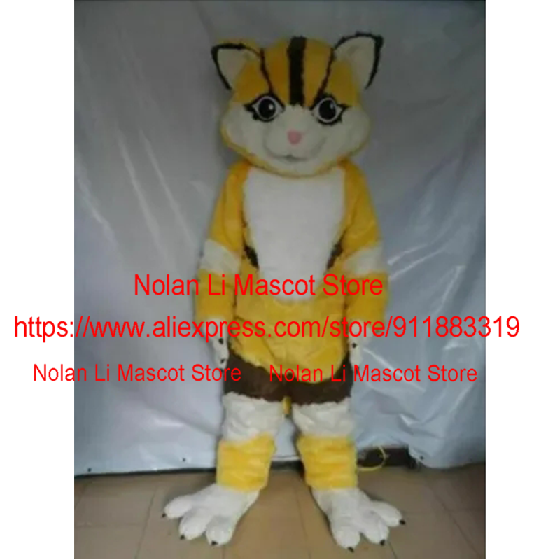 Novo Adulto Gato Amarelo Mascote Traje Role Playing Party Fancy Dress Cartoon Set Publicidade Jogo Carnaval Christmas Gift 072