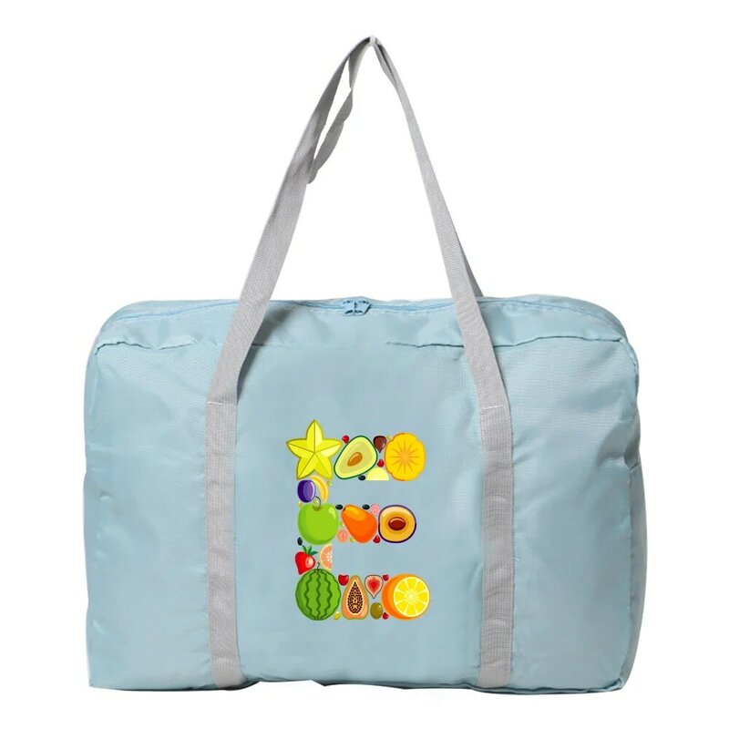 Women Large Capacity Foldable Travel Bag Gym Shoulder Bag for Workout Yoga Outdoor Fruit Letter Print Portable Travel Handbag