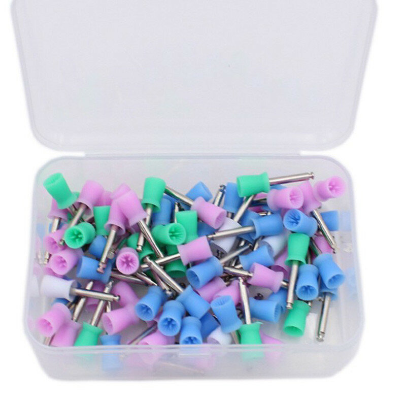 100PCS/Box Dentistry Polishing Cup Latch Type Rubber Tooth Polishing Brush Prophy Cup for Low Speed Handpiece Oral hygiene