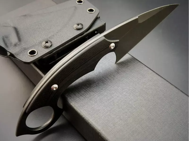 Eafengrow-固定刃ナイフ、OBD2鋼ブレード、g10ハンドル、作業用屋外爪ナイフ、キャンプ、kycdexシース付きハイキング、c1118