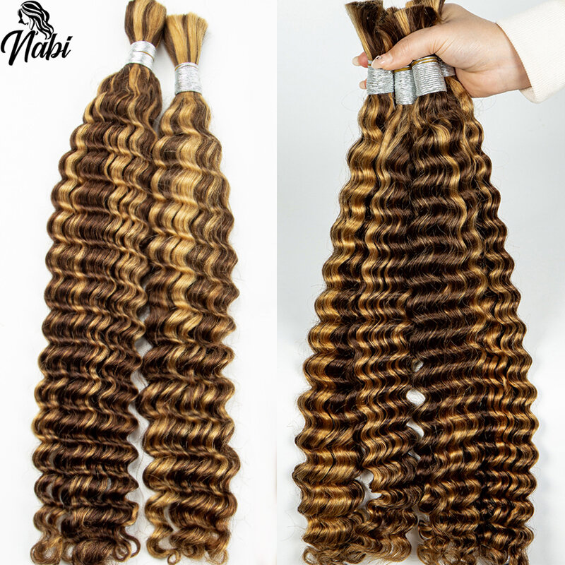 Nabi Boho Braids Hair Bulk 4/27 Highlight Deep Wave Hair Bundles No Weft 100% Human Hair  for Boho Braiding