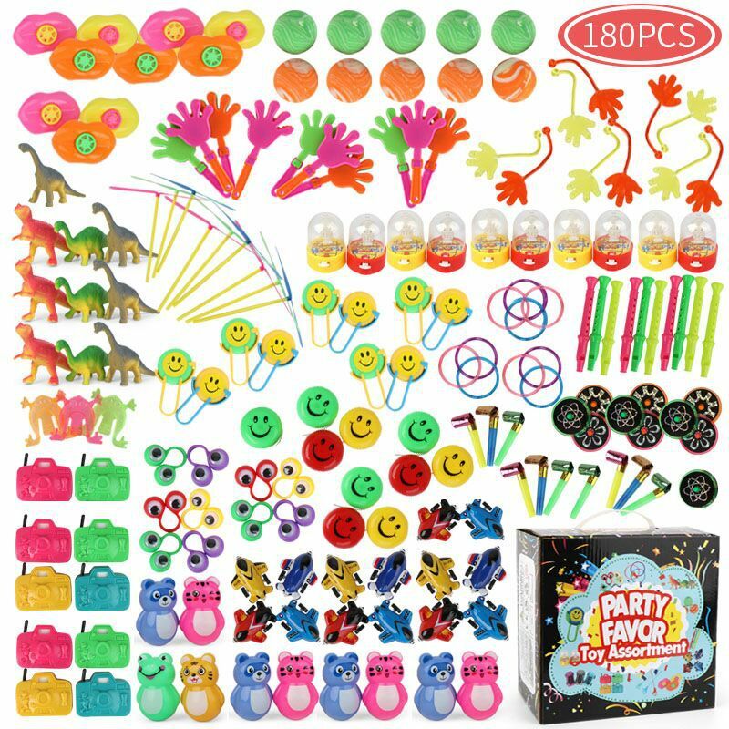 Surtido de juguetes para fiesta de piezas, caja de regalo de premios de carnaval, recuerdo de cumpleaños para niños y niñas, 180