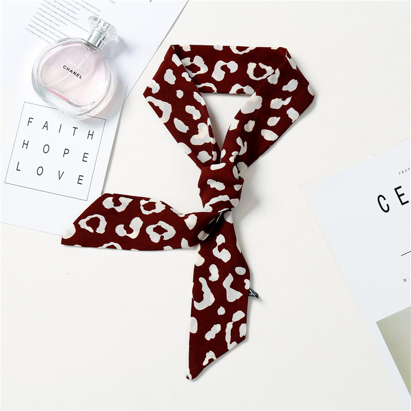 Foulard en soie imprimé pour femmes, écharpe à col fin, pour sac à main, bandeau pour cheveux, cravate, rubans, nouvelle collection 2022