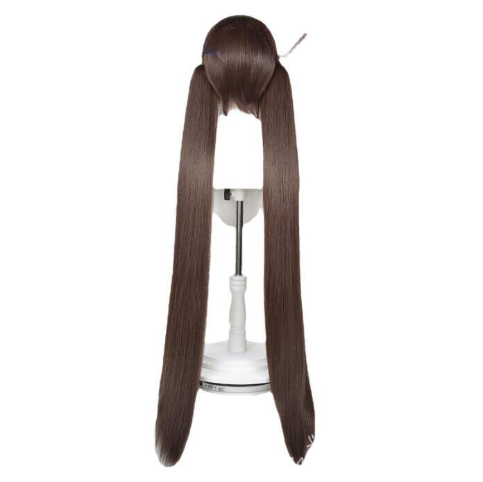 Honkai Wig rambut sintetis rel bintang, rambut palsu Cosplay panjang cokelat lurus, Wig sintetis untuk pesta