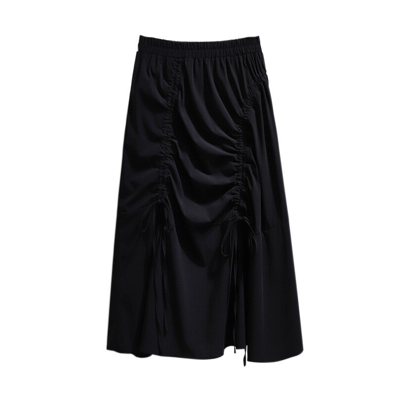 Plus Size Skirt Women Summer Loose Solid High Waist Irregular A-Line Skirt Hip 156cm Black 5XL 6XL 7XL 8XL 9XL 150Kg