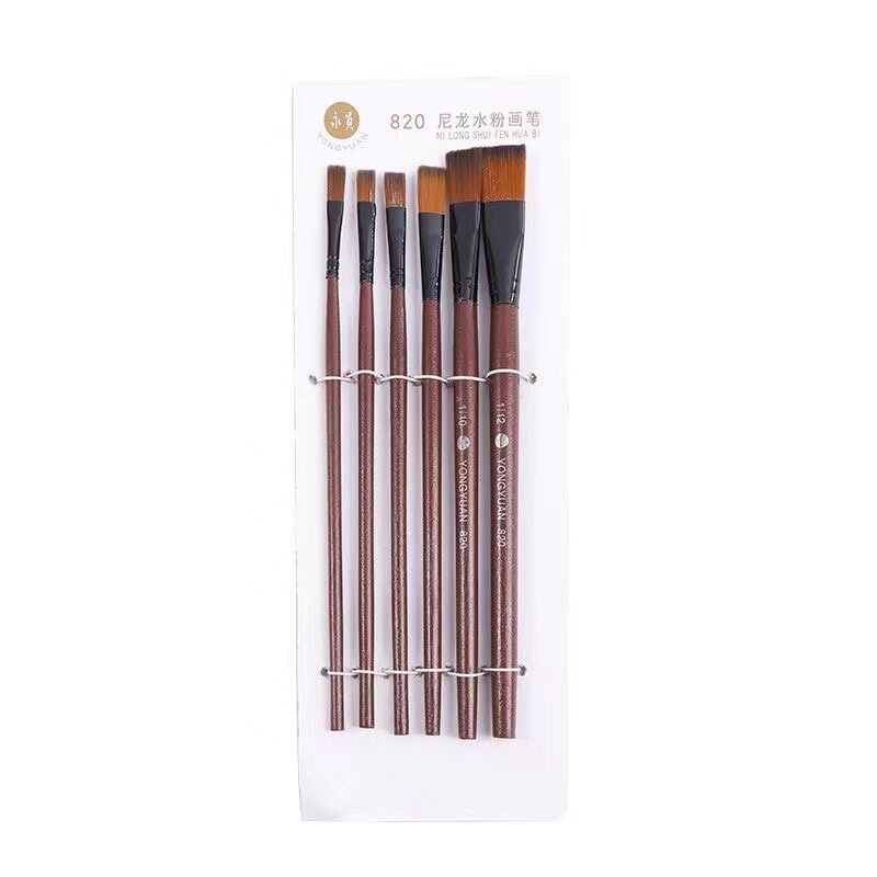 6 pezzi pennello artista nylon manico in legno acquerello pittura acrilica set di pennelli per pittura forniture artistiche