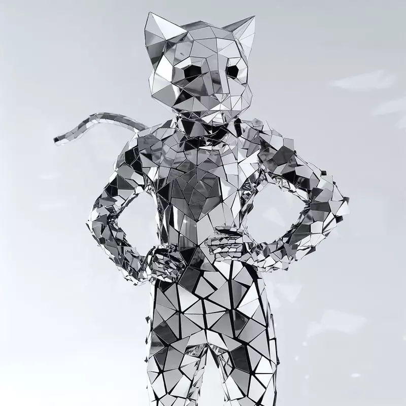 Miroir de chat argenté personnalisé, Gel avec un masque 3D, réunion des invités