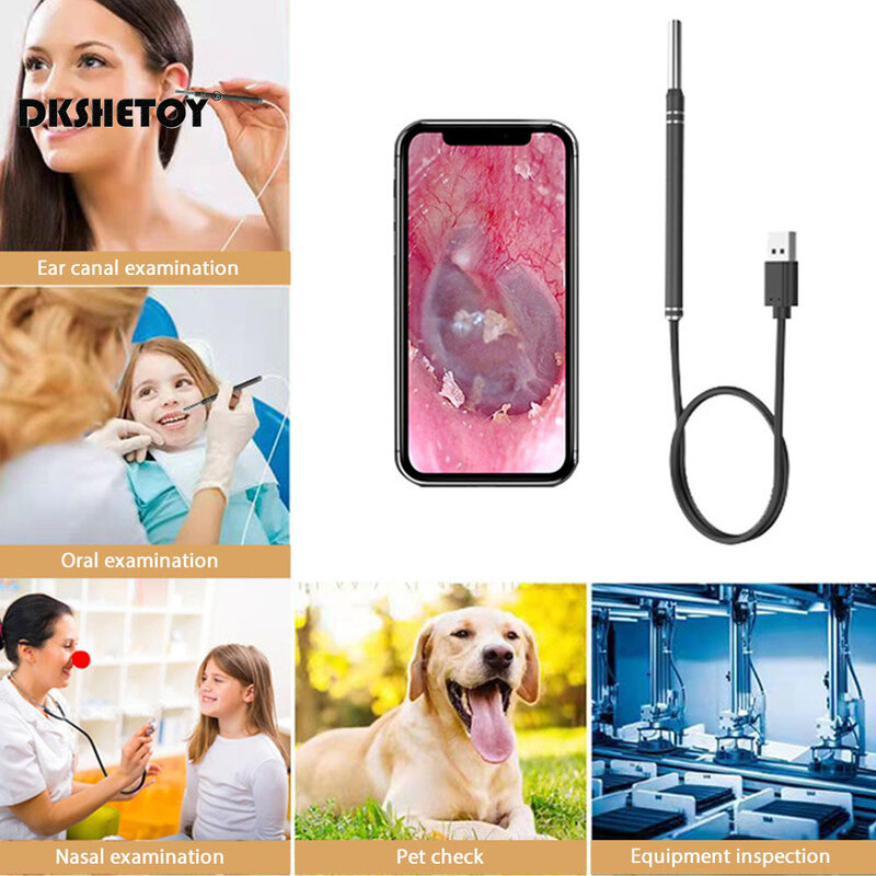 Livres d'avertissement d'oreille avec caméra, nettoyeur d'oreille, endoscope, cuillère, mini caméra, retrait visuel de la bouche, Antarctique, PINCEF, Android