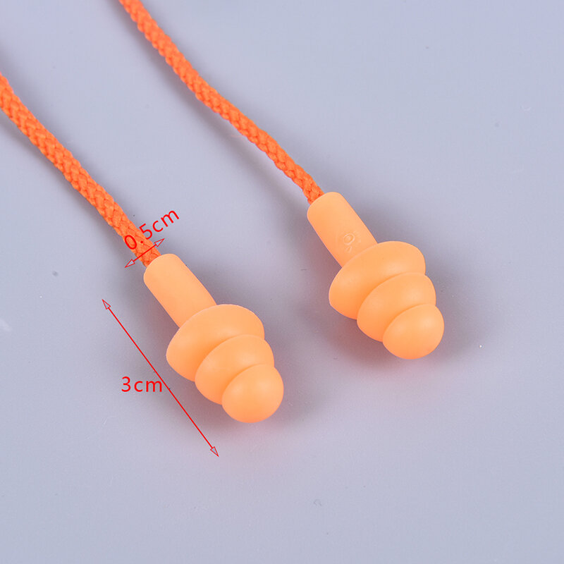 2pcs Soft Anti-Noise Ear Plug Waterproof Swimming Silicone Swim Earplugs For Adult Children Swimmers Diving With Rope 2pcs