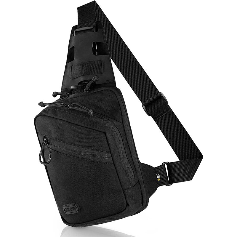 حقيبة صدر رجالية تكتيكية متقاطعة مع الجسم ، حقيبة كتف بسيطة للعمل والتنقل ، حمل مخفي ، أسود ، موضة