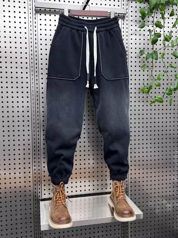 Black Gradient Jeans Fashion Streetwear Harem Trousers Casual Jogger Sweatpant High Quality Brand Clothing Streetwear Men Trouse