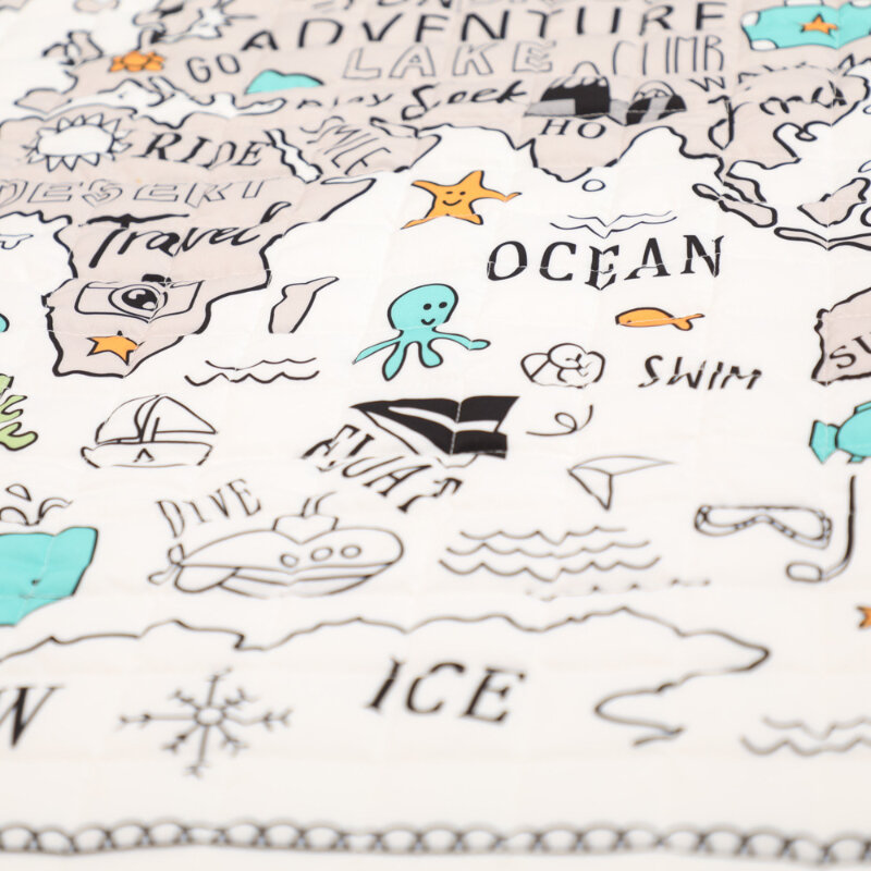 Alfombrilla de algodón con mapa de aventuras para niños, colchón nórdico para gatear, accesorios de fotografía, 120x120cm