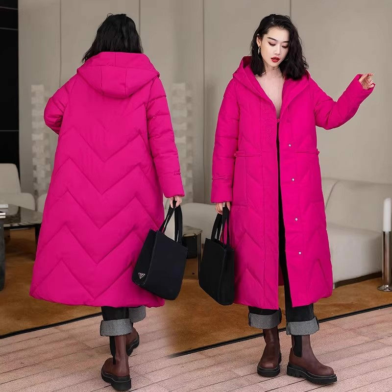 Das Women Hooded Embroidered Cotton Coat, Ethnic Style, Long Down Jacket, Loose Overcoat, Large Size, Fashion, Winter, 2023, Z3664