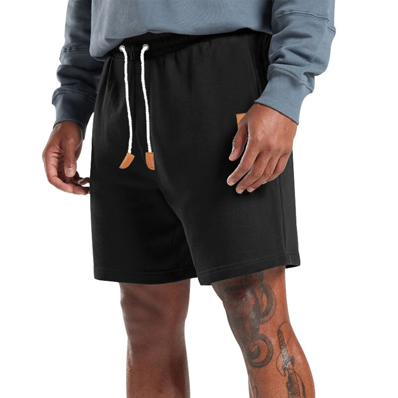 Pantalones cortos de cintura alta para hombre, Shorts deportivos de Color sólido para entrenamiento, gimnasio y Fitness