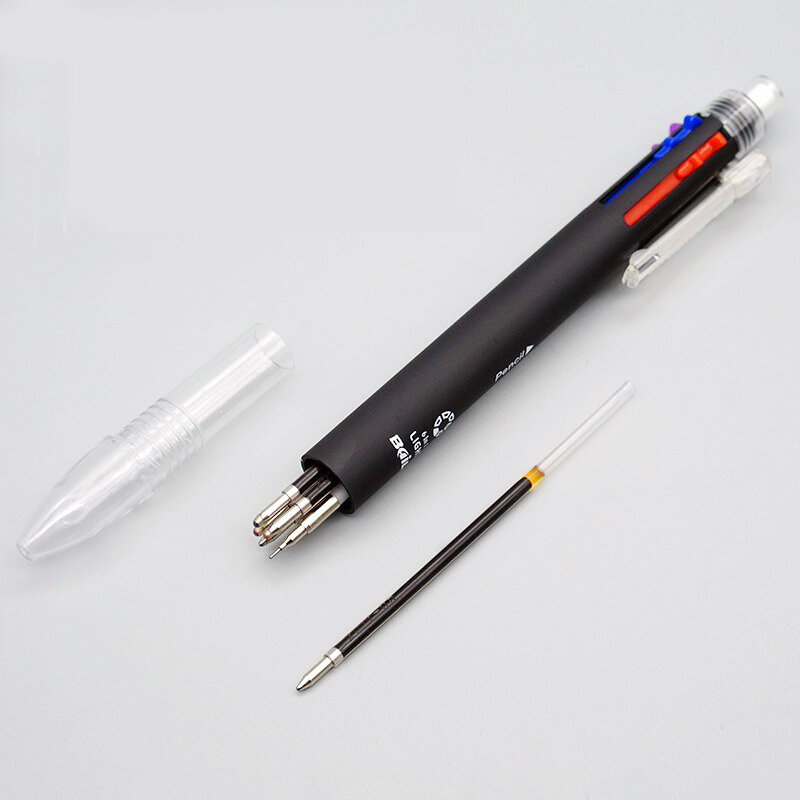 Шариковая ручка 6 в 1, разноцветная, 5 цветов, автоматический карандаш с ластиком, для школы, офиса, письменные принадлежности