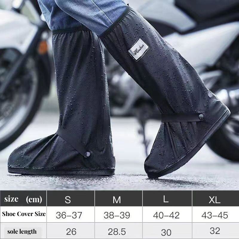 Rain Boot Shoe Cover Black Waterproof with Reflector High Top Clear Shoes Dust Covers for Motorcycle Bike Rain Cover Men Women