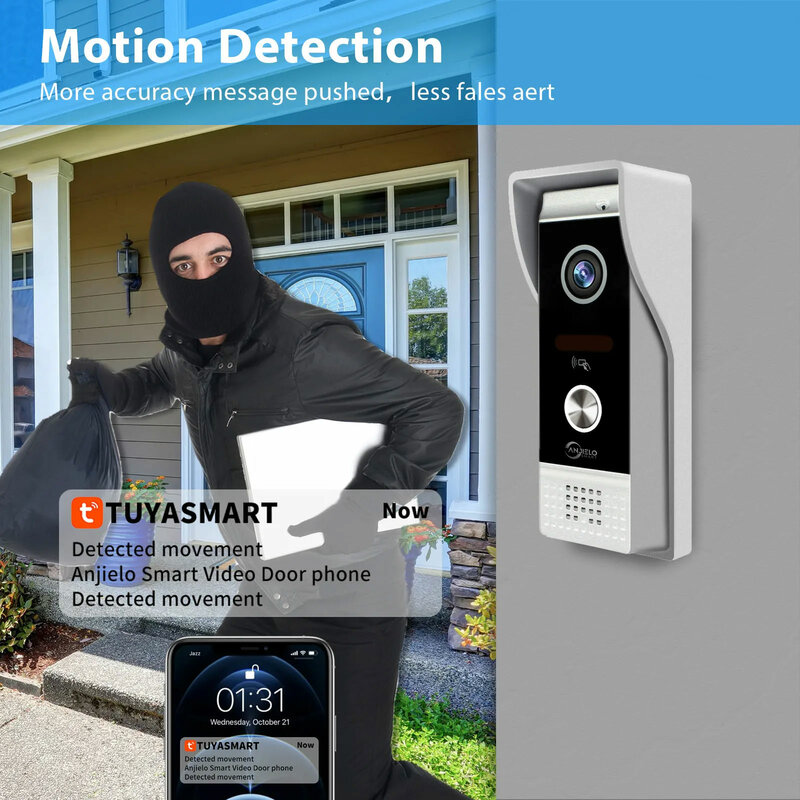 Intercomunicador de vídeo inteligente Tuya para casa privada, timbre de Metal impermeable, tarjeta RFID, Monitor táctil de 10 pulgadas, 1080P