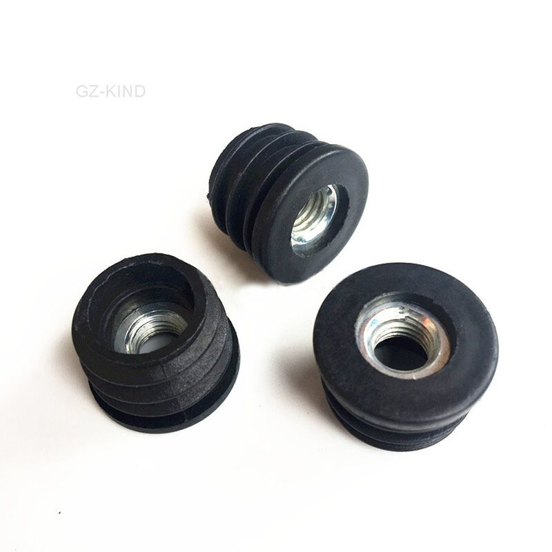 Bouchons ronds en plastique noir avec filetage métallique M8, diamètre 22mm, 25mm, 30mm, 32mm, 38mm, 50mm, 2 pièces, 4/8 pièces